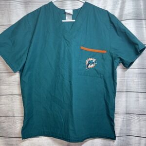 Miami Dolphins Teal Scrub Top Small NFL‎ team Apparel Nurse Top Unisex Dolphins